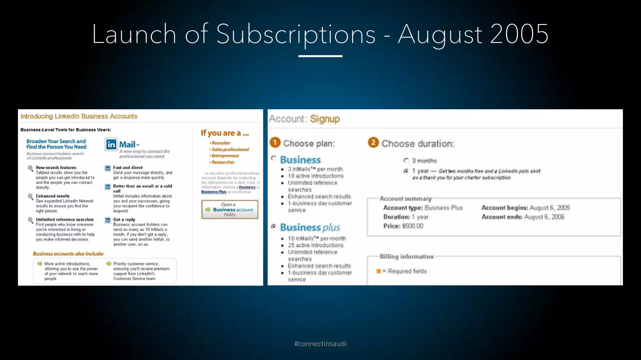 Launch of Subscriptions - August 2005
#connectinsaudi
 