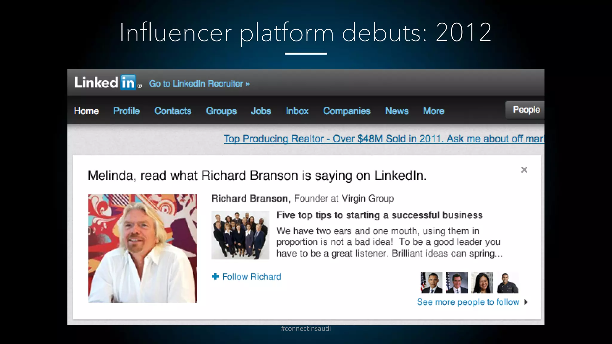 Influencer platform debuts: 2012
#connectinsaudi
 