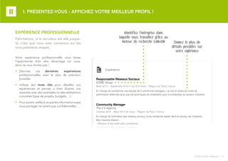GUIDE POUR L’EMPLOI / 12
II
Community Manager
The 2.0 Agency
Octobre 2012 – Mars 2013 (6 mois) Région de Paris, France
En ...