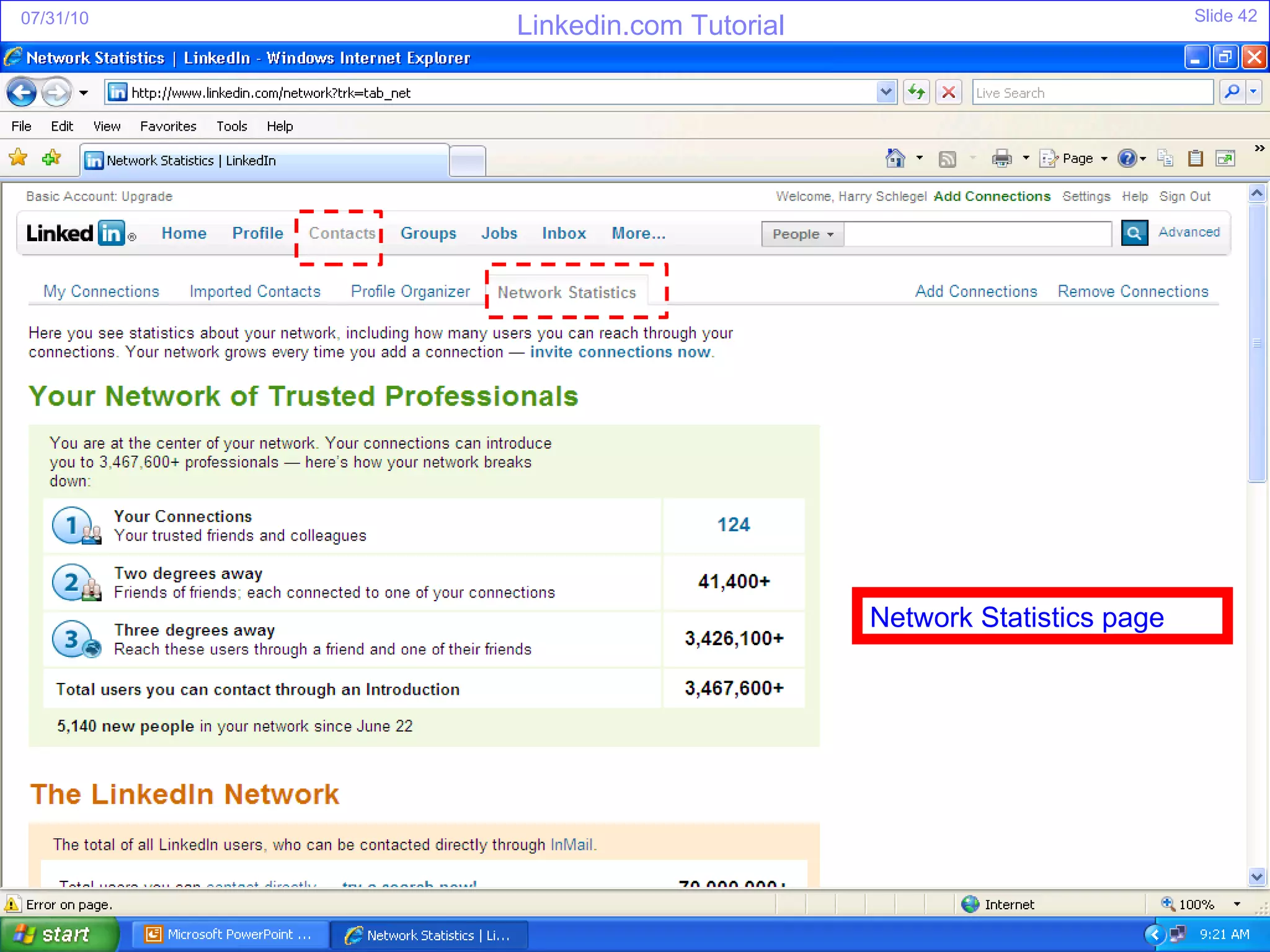 Network Statistics page 