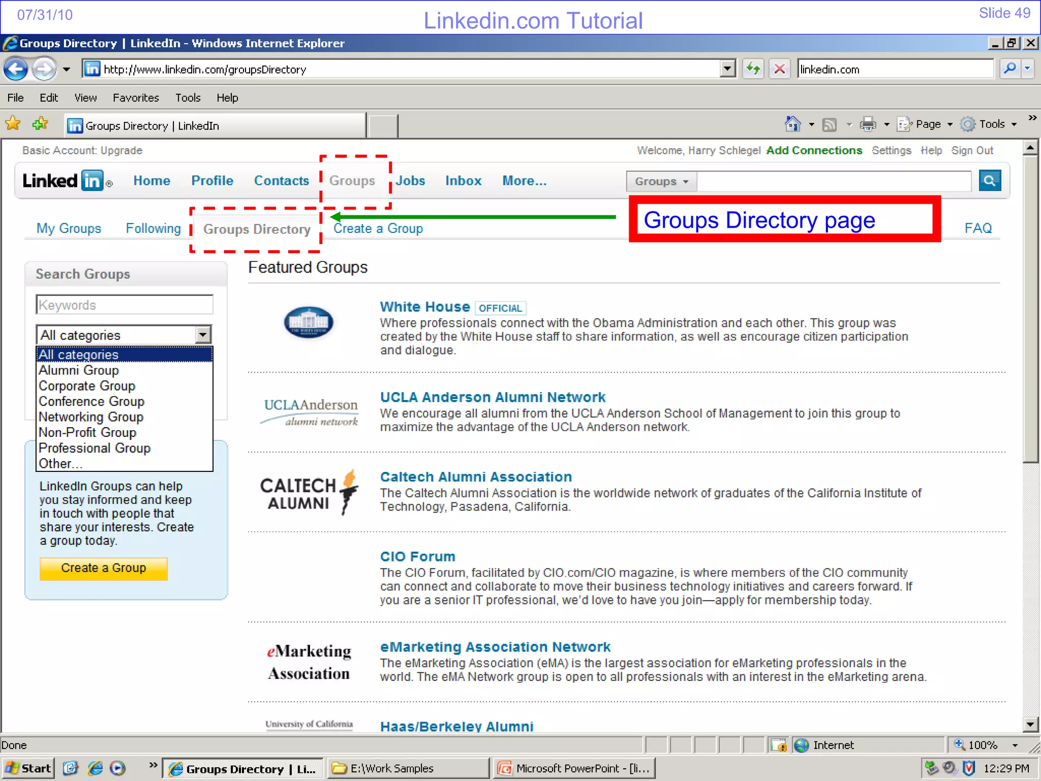Groups Directory page 