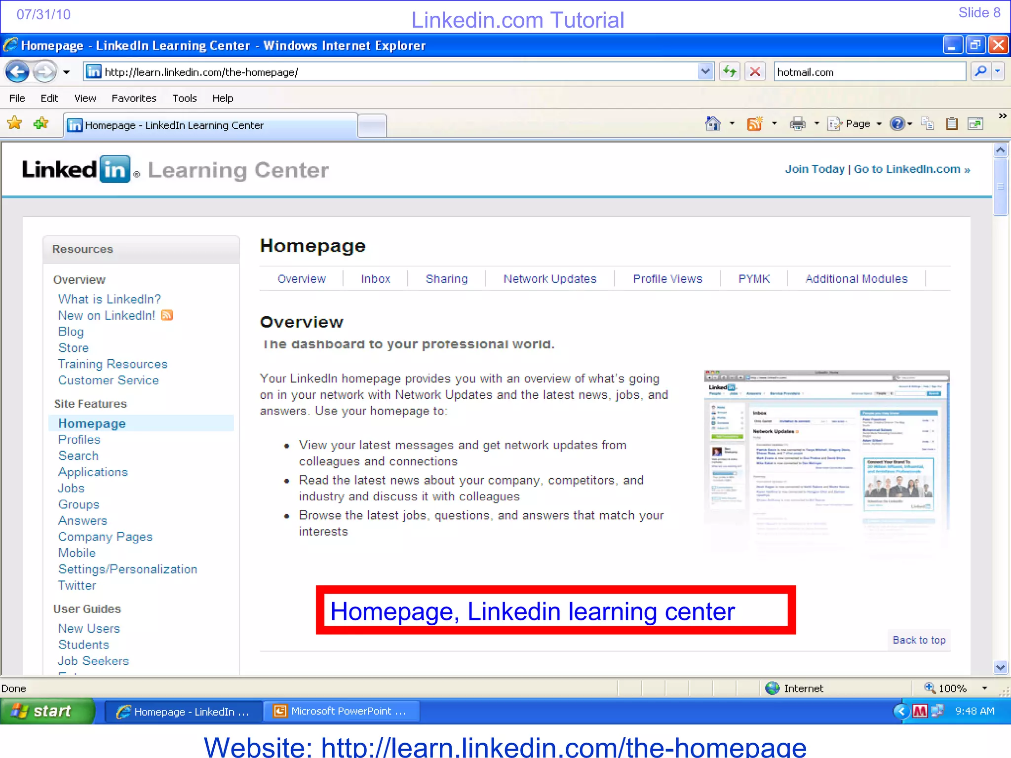 Website: http://learn.linkedin.com/the-homepage Homepage, Linkedin learning center 