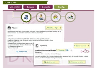 LINKEDIN 
Généralités Erreurs Conseils Config. 
 