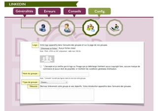LINKEDIN 
Généralités Erreurs Conseils Config. 
 