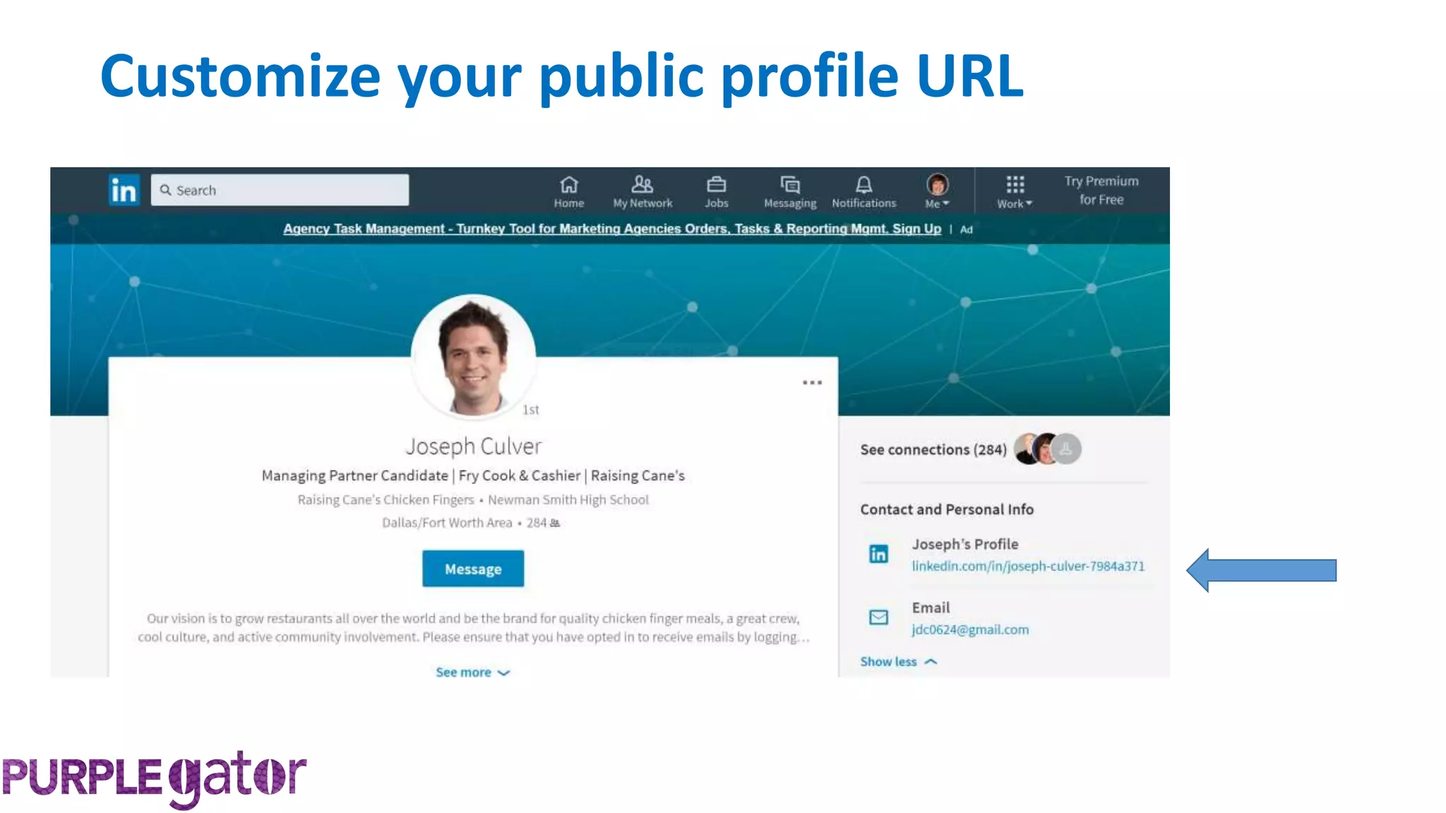 Customize your public profile URL
 