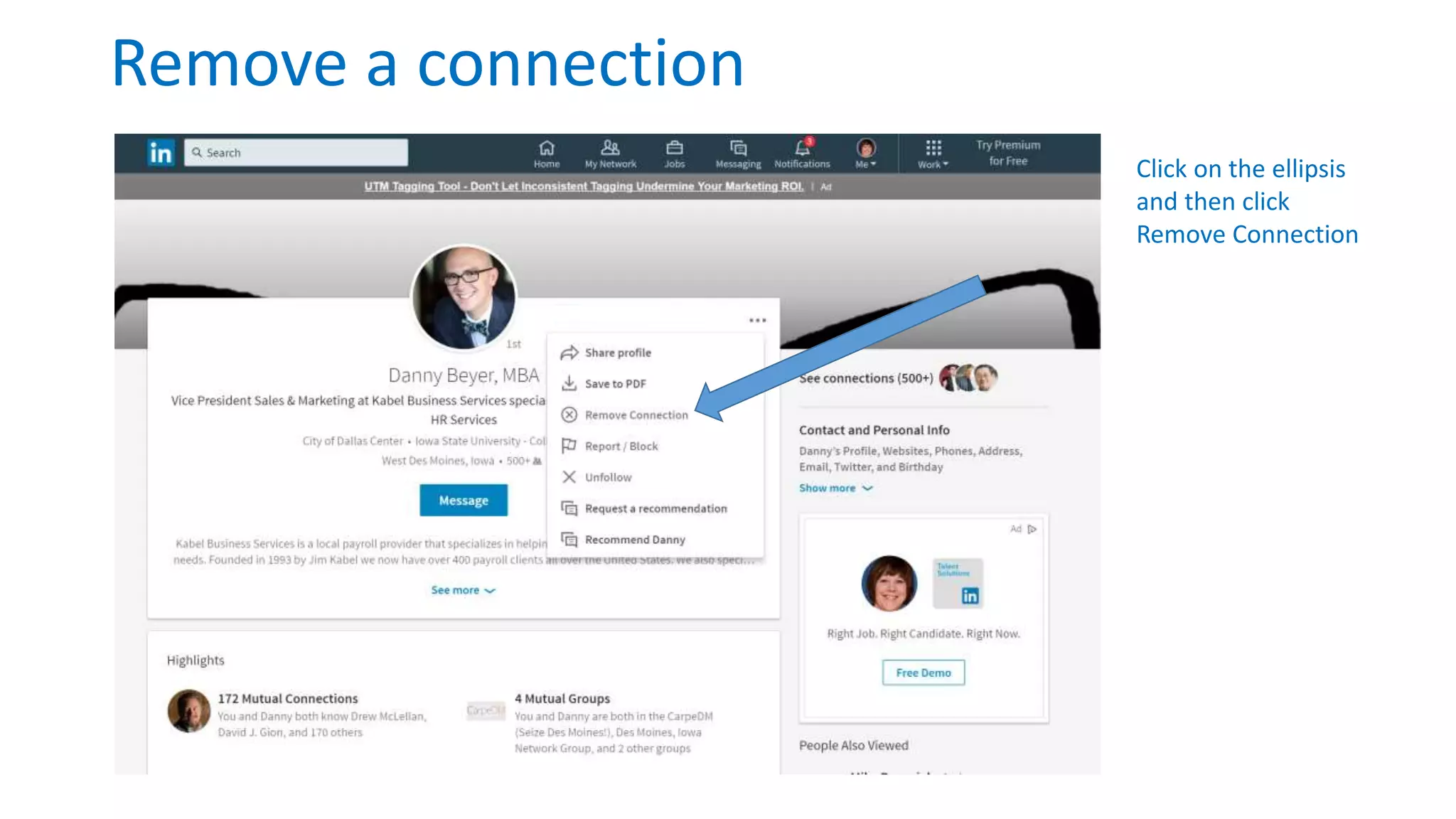 Remove a connection
Click on the ellipsis
and then click
Remove Connection
 
