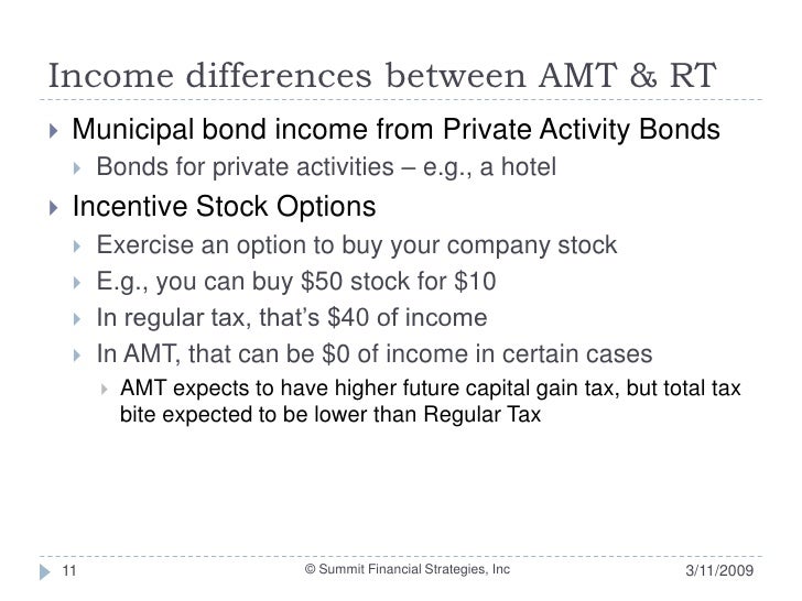 Incentive stock options amt tax