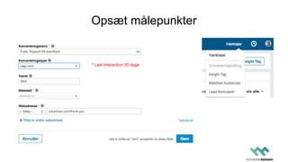 Opsæt målepunkter
* Last interaction 30 dage
 