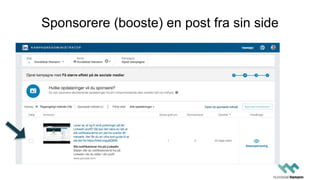 Sponsorere (booste) en post fra sin side
 