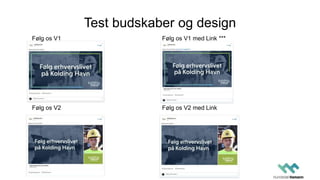 Test budskaber og design
Følg os V1
Følg os V2
Følg os V1 med Link ***
Følg os V2 med Link
 