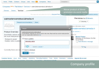 Company profile Nieuw product of dienst promoten via social media 