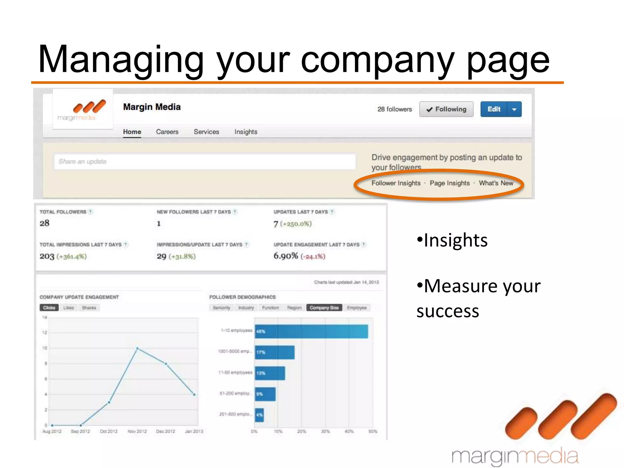 Managing your company page



                   •Insights

                   •Measure your
                   success
 