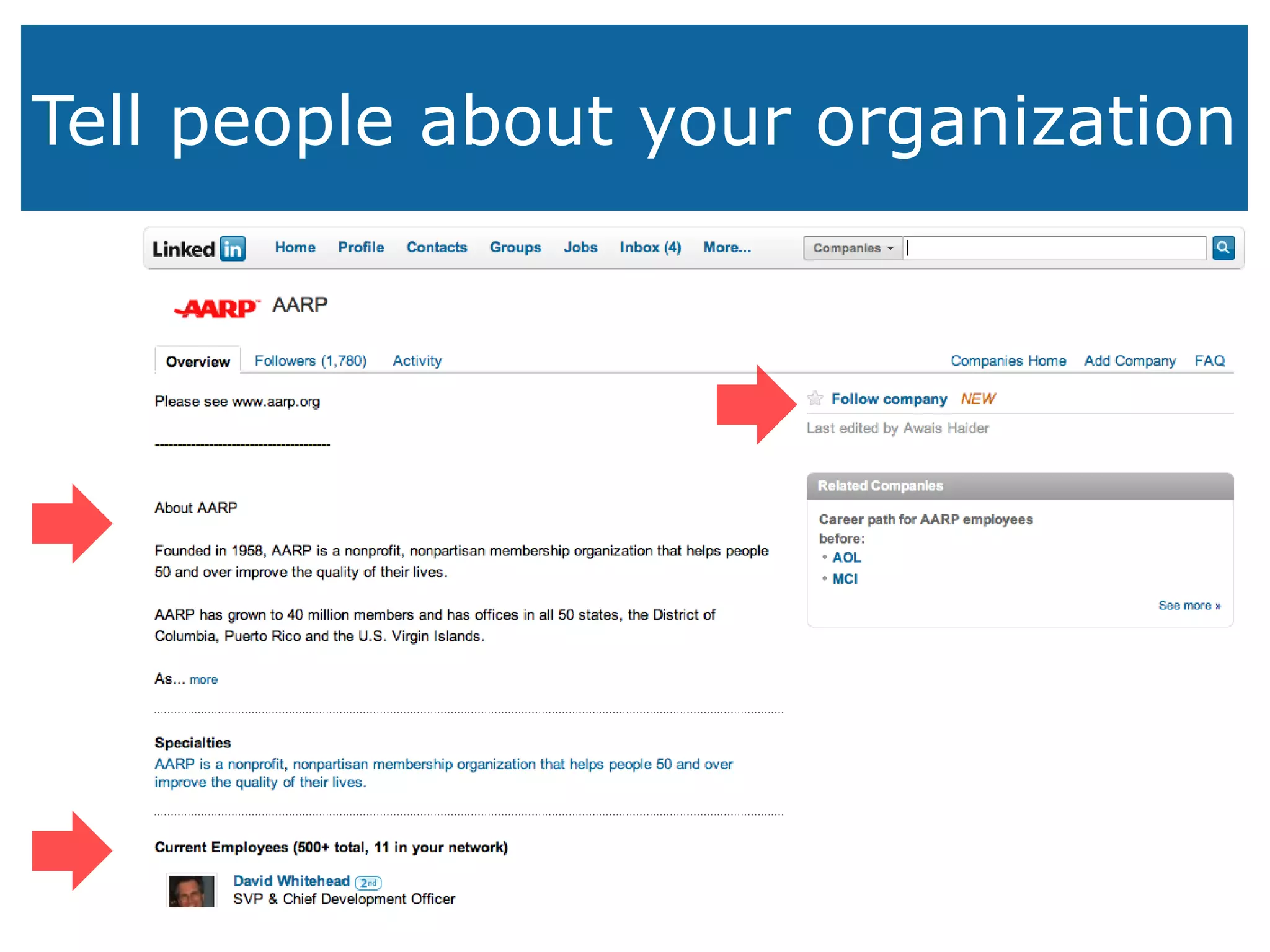 Tell people about your organization 