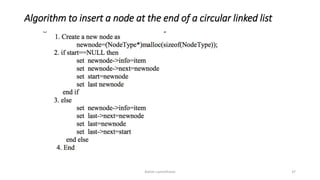 Algorithm to insert a node at the end of a circular linked list
Ashim Lamichhane 37
 