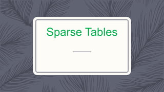 Sparse Tables
 