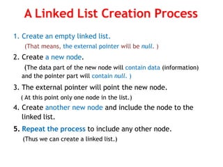 Creating A Linked List Data structures linked list introduction.pptx