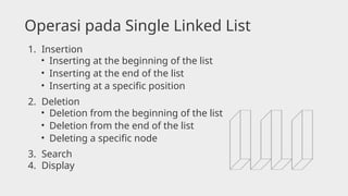 Pemahaman dasar tentang Struktur Data Linked List dan Algoritmanya | PPTX