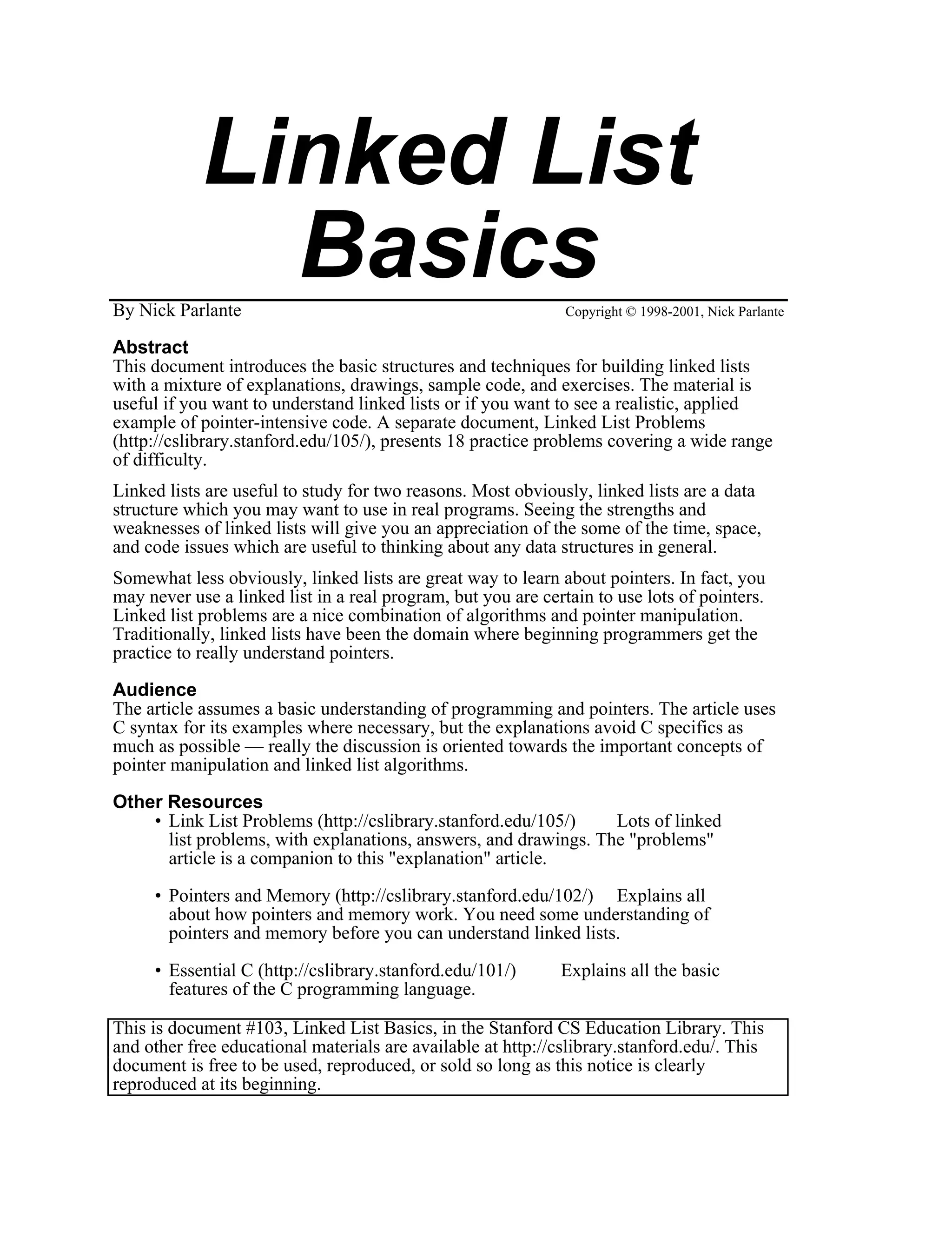 Linked list basics | PDF