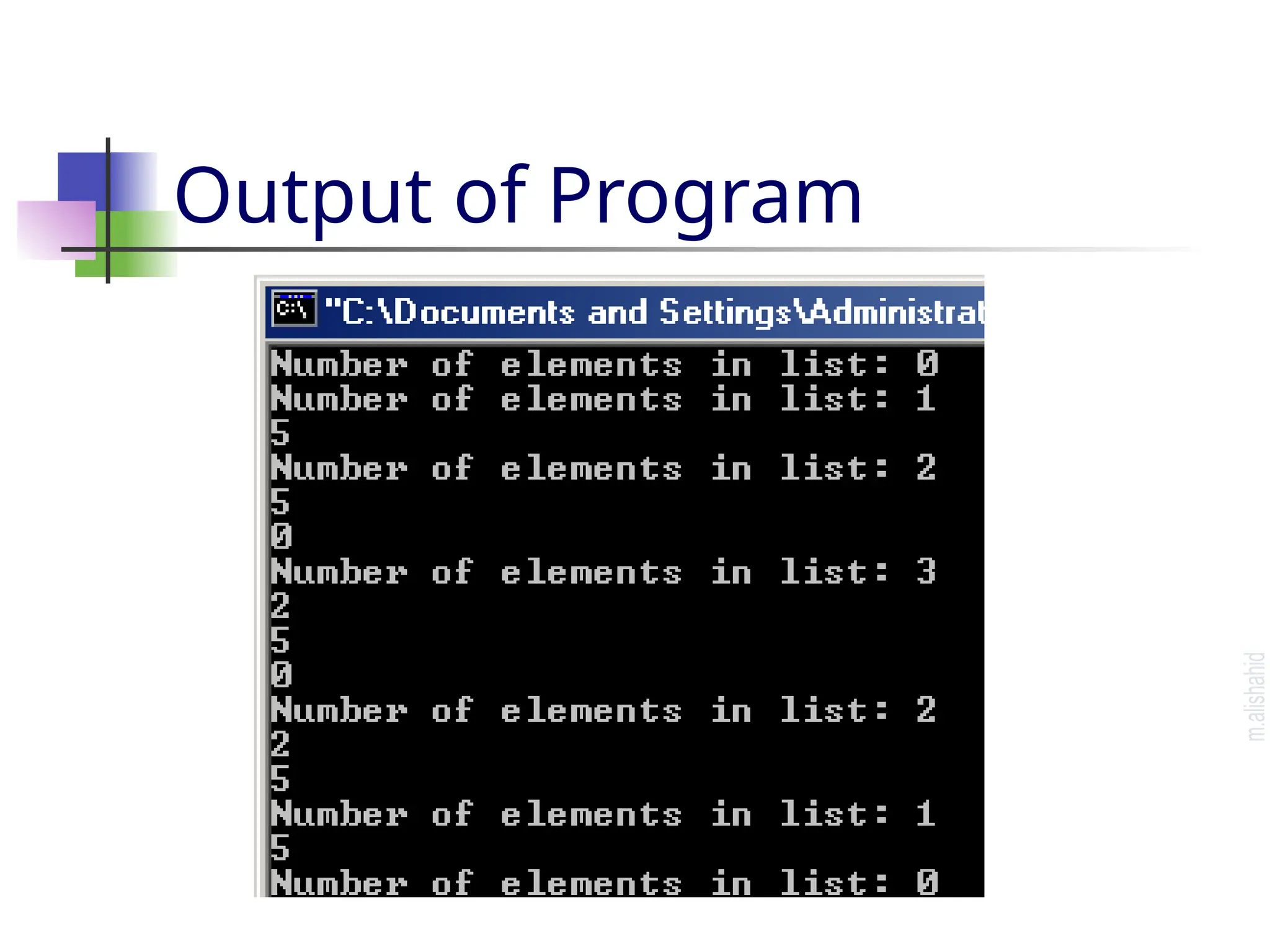 Output of Program 