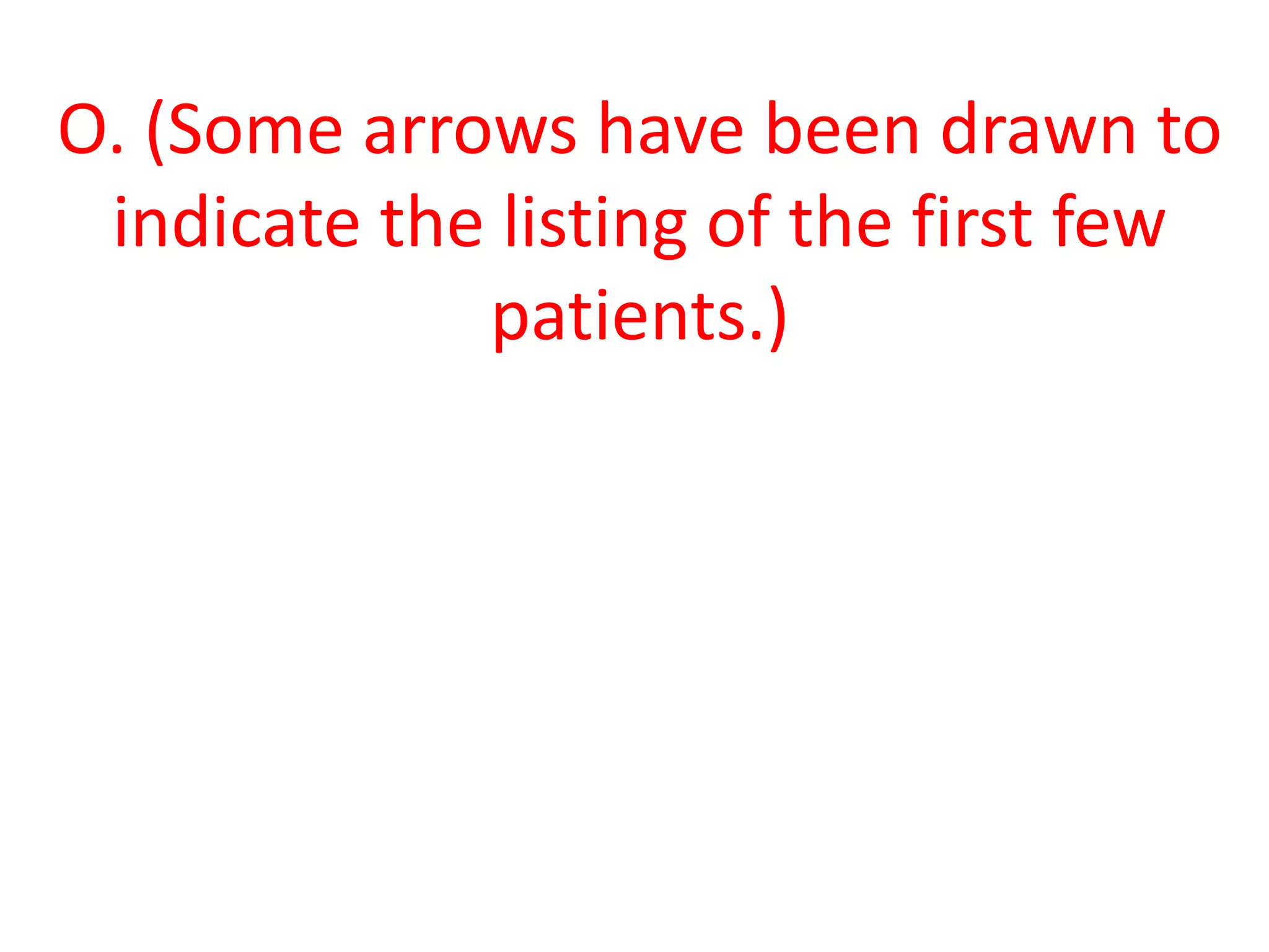 O. (Some arrows have been drawn to
 indicate the listing of the first few
             patients.)
 