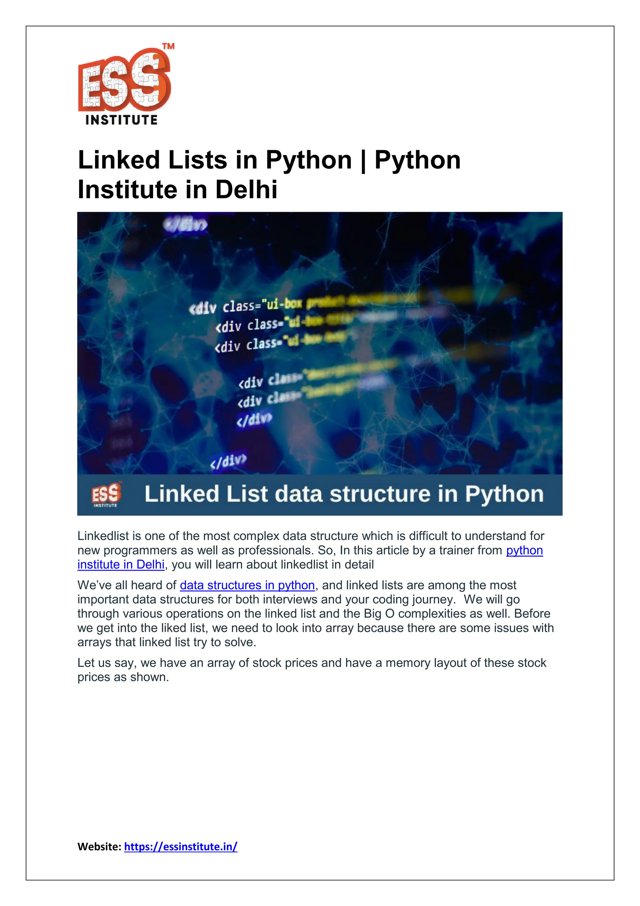 Linked Lists in Python, Python Institute in Delhi.pdf
