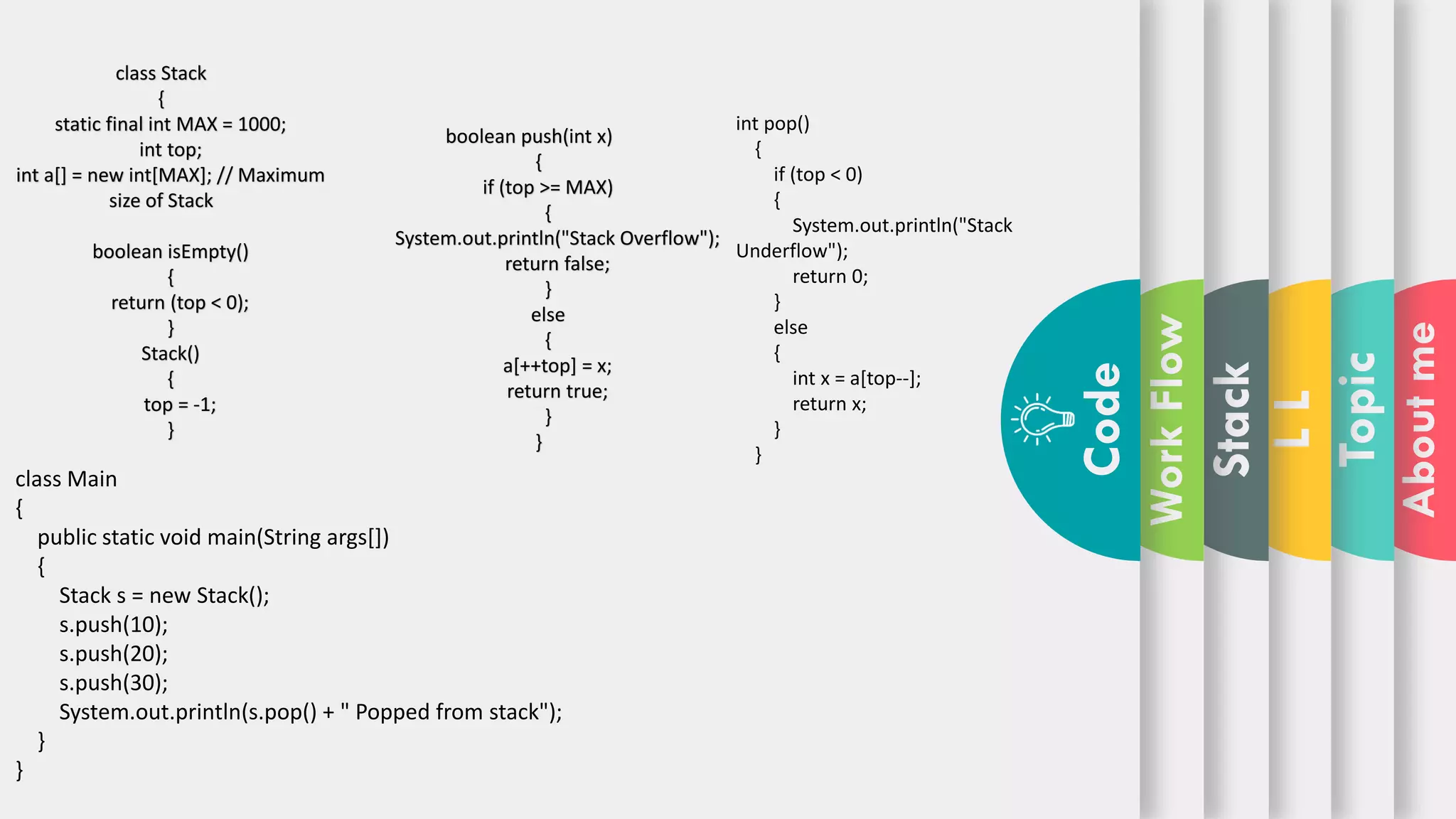 Linked list with stack in java | PPT