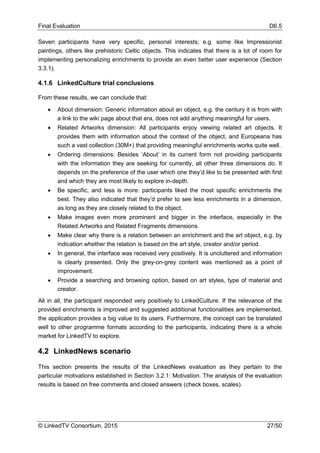 LinkedTV Deliverable 6.5 - Final evaluation of the LinkedTV Scenarios