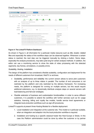 Final Project Report D9.3
© LinkedTV Consortium, 2015 12/64
Figure 4: The LinkedTV Platform Dashboard
As shown in Figure 4...