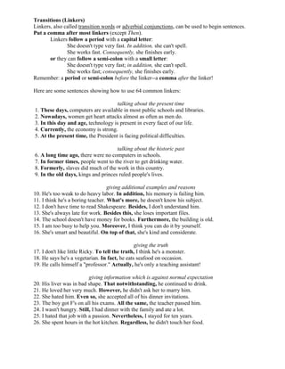 Linkers | DOCX | Bereavement | Family and Relationships