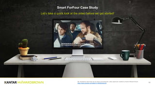 NB: Illustrative case study as not client commissioned, video objectives created by Kantar Millward Brown.
https://www.youtube.com/watch?v=0KMyK4KbJn8
20
Smart ForFour Case Study
Let’s take a quick look at the video before we get started!
 