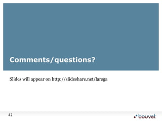 Slides will appear on http://slideshare.net/larsga<br />Comments/questions?<br />