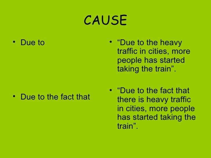 Cause And Effect Linking Words