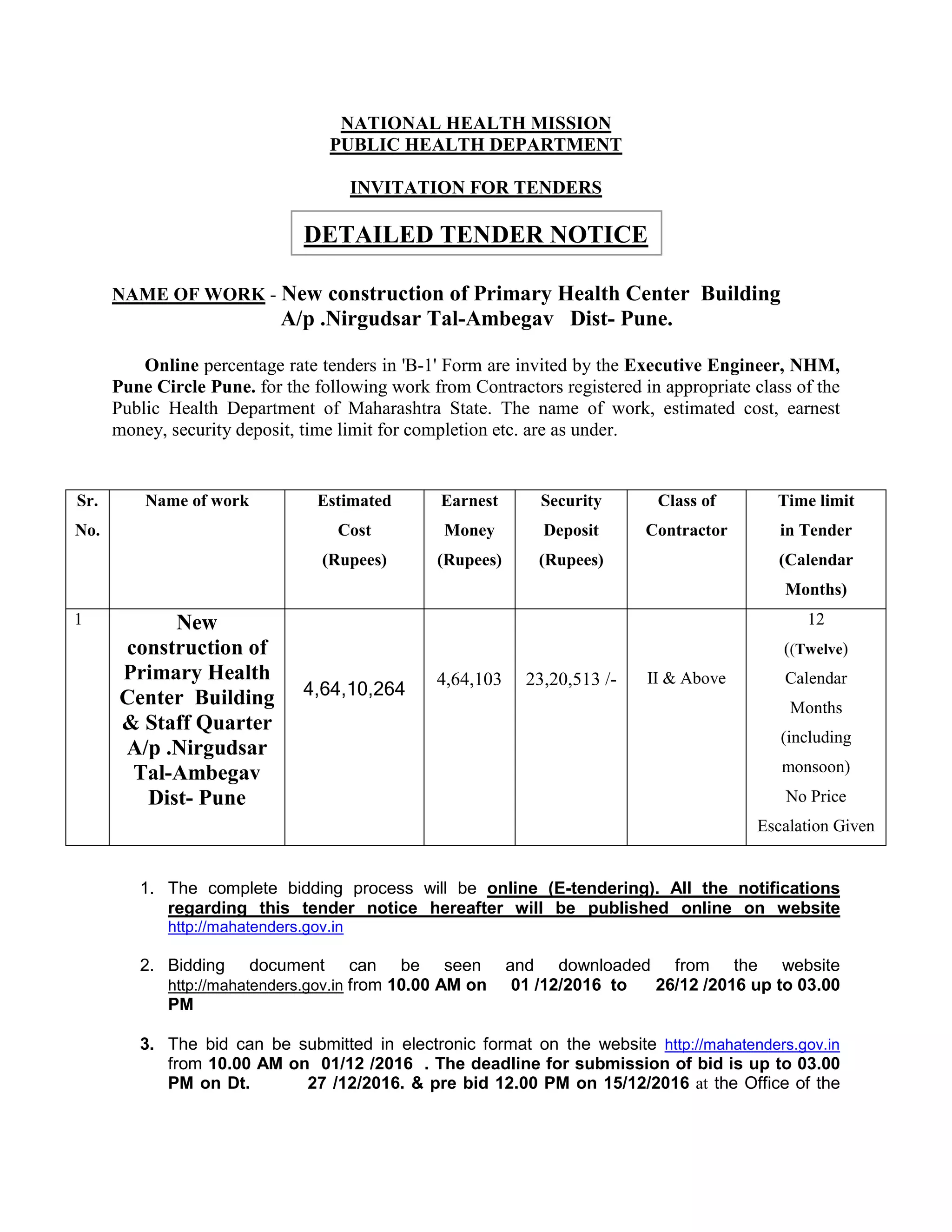 Tender Notice Sample PDF