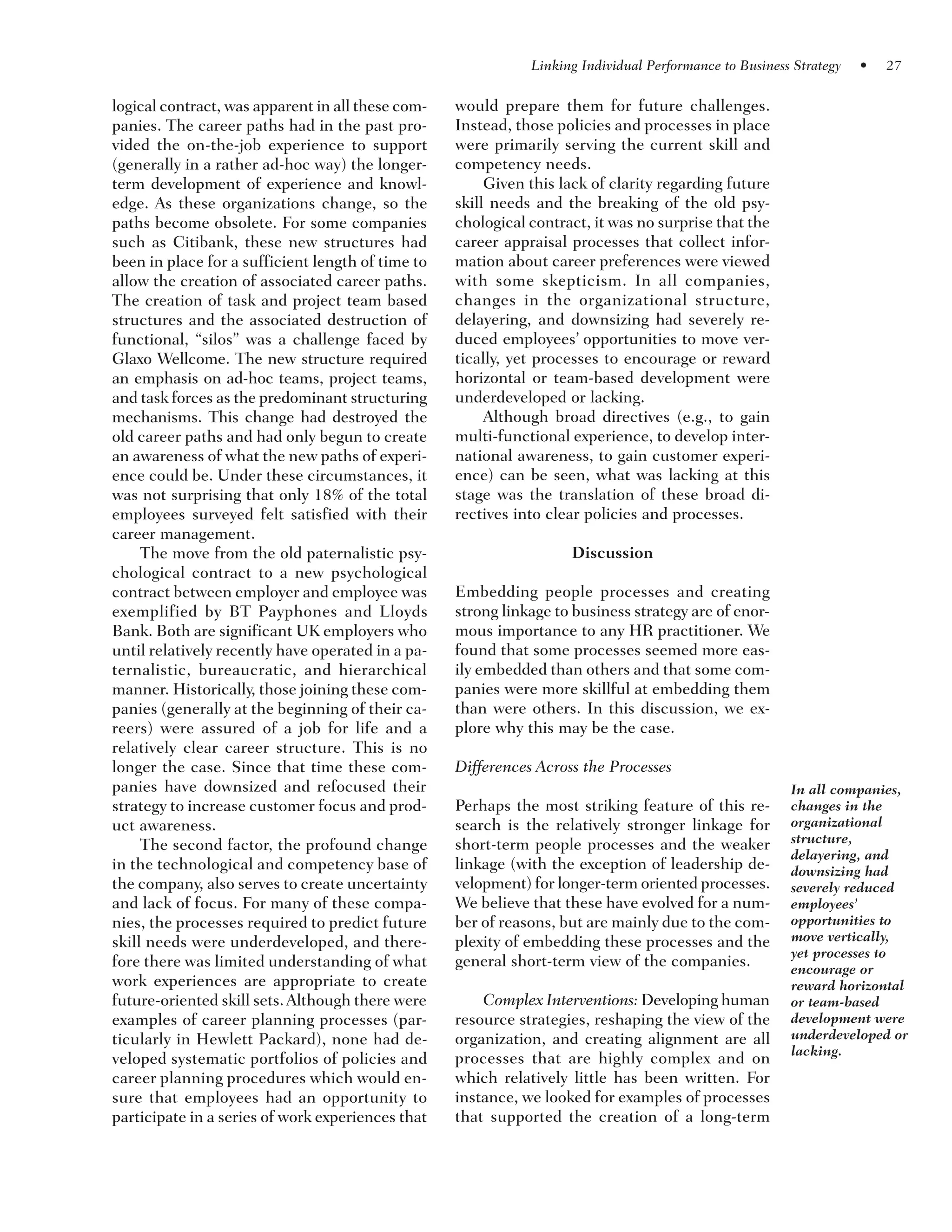 Linking Individual Performance To Business Strategy