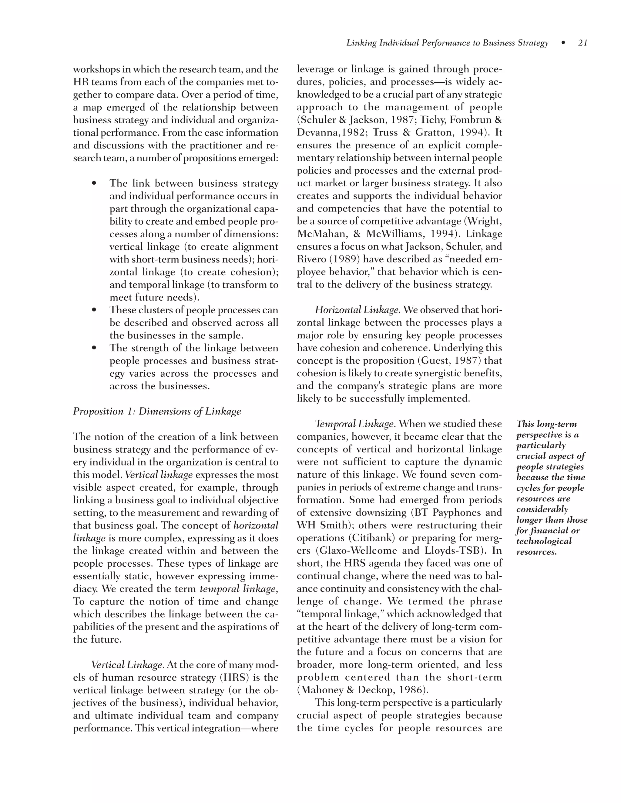 Linking Individual Performance To Business Strategy