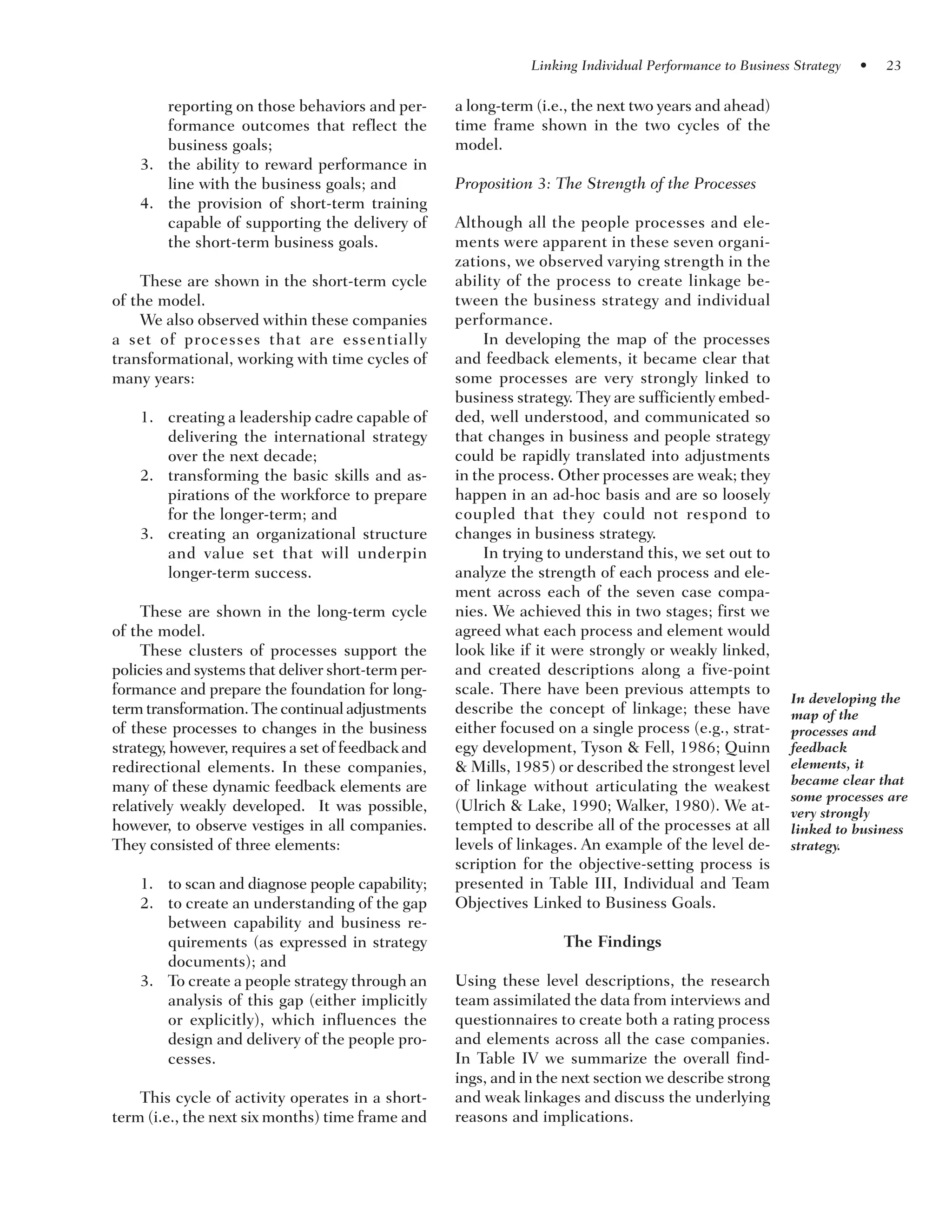 Linking Individual Performance To Business Strategy