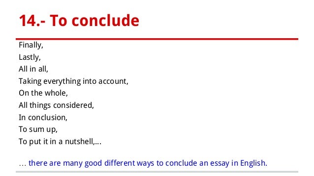 Words to conclude an essay