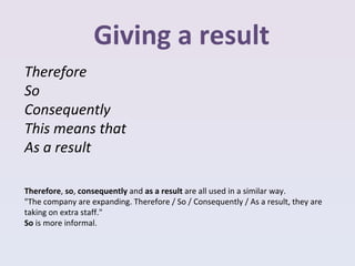 Resulting In Example Linking Words | PPT