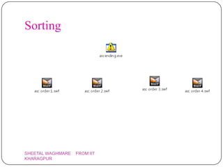Sorting




SHEETAL WAGHMARE   FROM IIT
KHARAGPUR
 