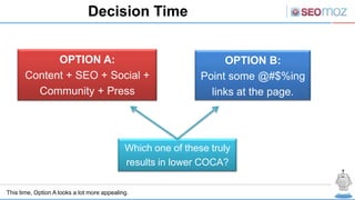 Decision Time


             OPTION A:                                             OPTION B:
       Content + SEO + Social...