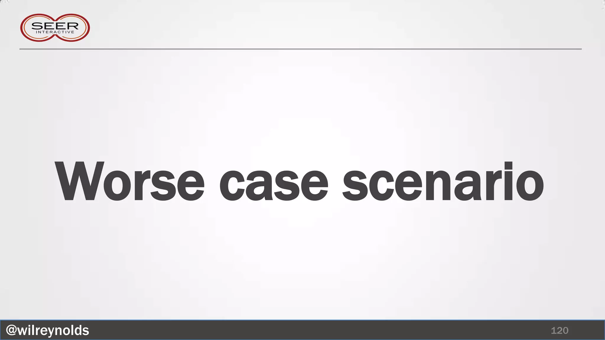Worse case scenario

@wilreynolds                 120
 
