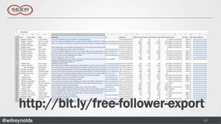 http://bit.ly/free-follower-export
@wilreynolds                           50
 
