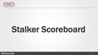 Stalker Scoreboard

@wilreynolds                  94
 