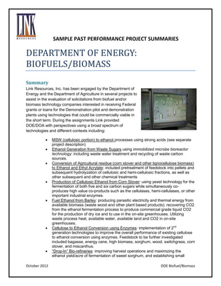 Link SDVOSB Past Performance Summaries | PDF
