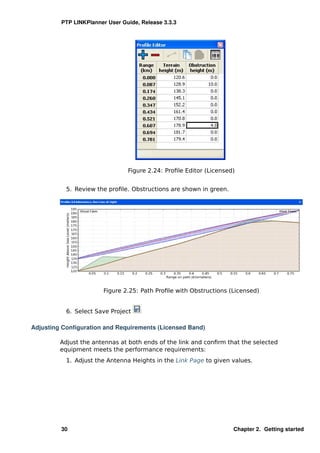 PTP LINKPlanner User Guide, Release 3.3.3




                                Figure 2.24: Proﬁle Editor (Licensed)


           5. Review the proﬁle. Obstructions are shown in green.




                        Figure 2.25: Path Proﬁle with Obstructions (Licensed)


           6. Select Save Project

Adjusting Conﬁguration and Requirements (Licensed Band)

         Adjust the antennas at both ends of the link and conﬁrm that the selected
         equipment meets the performance requirements:
           1. Adjust the Antenna Heights in the Link Page to given values.




         30                                                         Chapter 2. Getting started
 