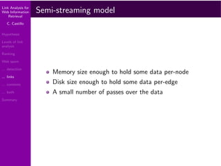 Link Analysis for Web Information Retrieval