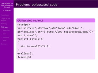 Link Analysis for Web Information Retrieval