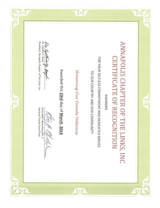 Links Inc. Certificate