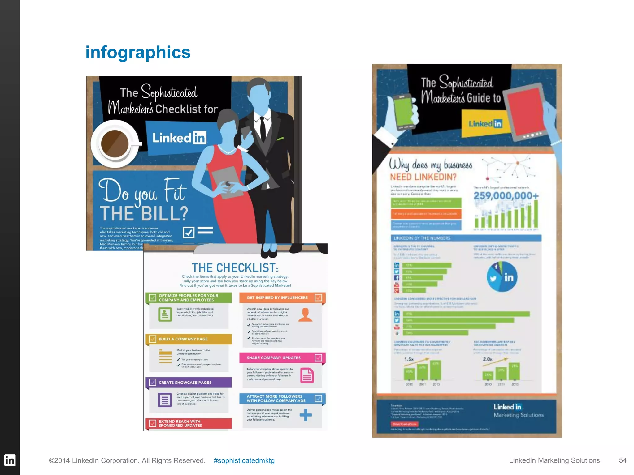 infographics

©2014 LinkedIn Corporation. All Rights Reserved.

#sophisticatedmktg

LinkedIn Marketing Solutions

54

 