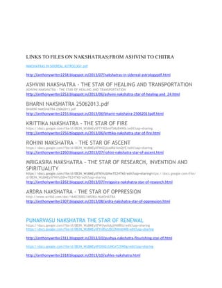 Links to files on nakshatras